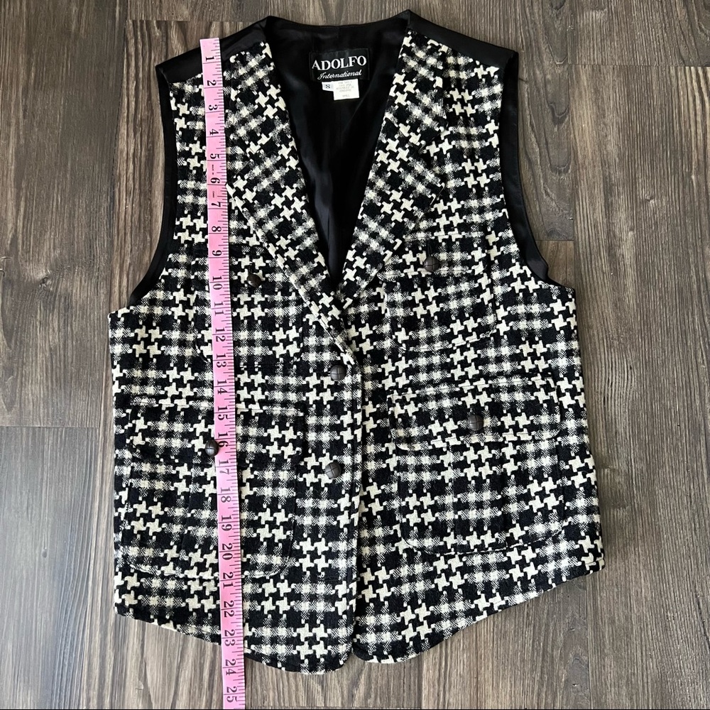 Adolfo International Vintage Wool Black and White Geometric Vest - Picture 15 of 15